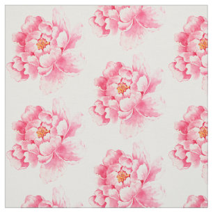 Rosa Pfingstrosen mit Blumen Stoff