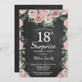 Rosa Pfingstrosen-mit Blumenüberraschungs-18. Einladung (Vorne/Hinten)