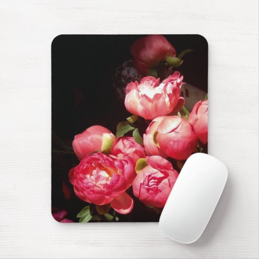 Rosa Pfingstrosen Mousepad (Mit Mouse)