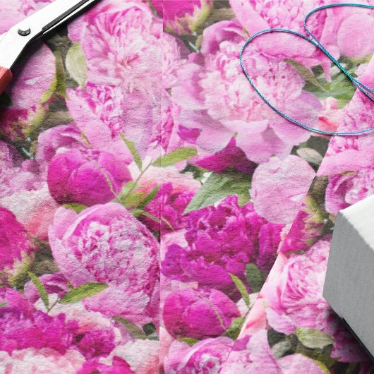 Rosa Pfingstrosen-Muster Seidenpapier