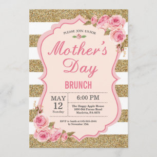 Rosa Pfingstrosen-Mutter-TagesBrunch-mit Einladung