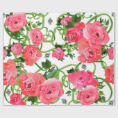 Rosa Pfingstrosen-Packpapier Geschenkpapier (Flach)