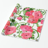 Rosa Pfingstrosen-Packpapier Geschenkpapier (Ungerollt)