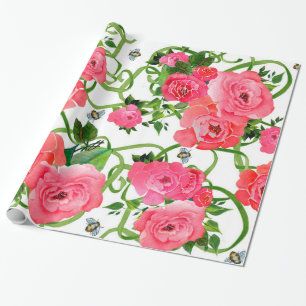 Rosa Pfingstrosen-Packpapier Geschenkpapier