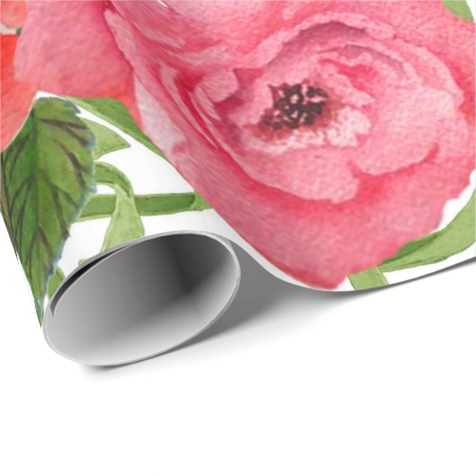 Rosa Pfingstrosen-Packpapier Geschenkpapier (Rolleneckpunkt)