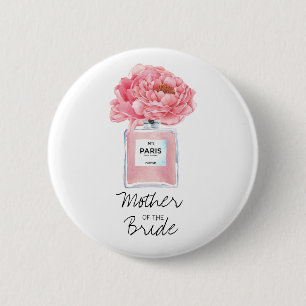 Rosa Pfingstrosen & Parfüm Mutter der Braut Button