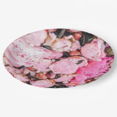 Rosa Pfingstrosen-Party-Entwurf Pappteller (Schrägansicht)