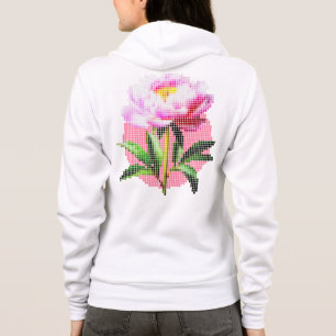 Rosa Pfingstrosen-Punkt-Mosaik-Blume Vorne & Hinte Hoodie
