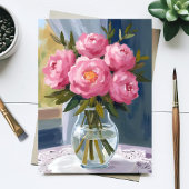 Rosa Pfingstrosen-Sträußchen-Aquarell-Blumenmalere