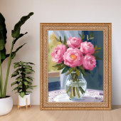 Rosa Pfingstrosen-Sträußchen Aquarell-Blumenmalere Poster