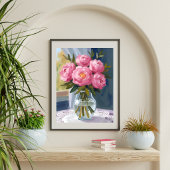 Rosa Pfingstrosen-Sträußchen Aquarell-Blumenmalere Poster