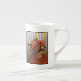 Rosa Pfingstrosen-Sträußchen Bone China Tasse