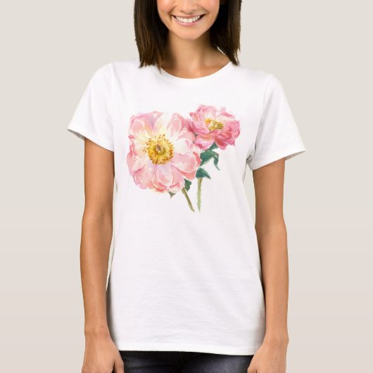 rosa Pfingstrosen T-Shirt (Vorderseite)