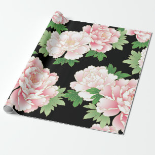 Rosa Pfingstrosen Vintage Blumen Kimono Geschenkpapier