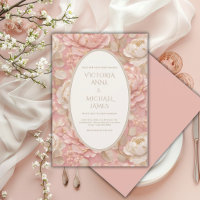 Rosa Pfingstrosen Vintage Elegante Hochzeits-Einla