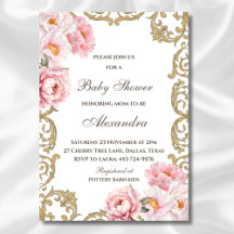 Rosa Pfingstrosen-Vintage-Rococo-Floral-Baby-Party