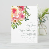 Rosa Pfingstrosen-Wasserfarbe Elegante Babyparty M