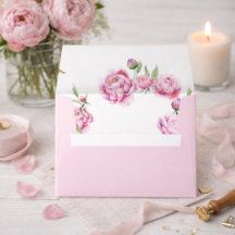 Rosa Pfingstrosen-Wasserfarben-Hochzeitsumschlag