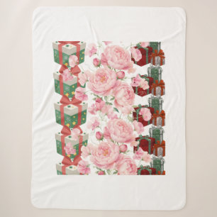 Rosa Pfingstrosen & Weihnachtsgeschenkboxen Sherpadecke
