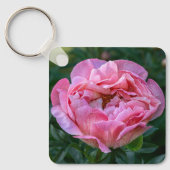 Rosa Pfingstrosenblüte Schlüsselanhänger (Vorderseite)