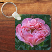 Rosa Pfingstrosenblüte Schlüsselanhänger (Vorderseite)
