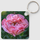Rosa Pfingstrosenblüte Schlüsselanhänger (Rückseite)