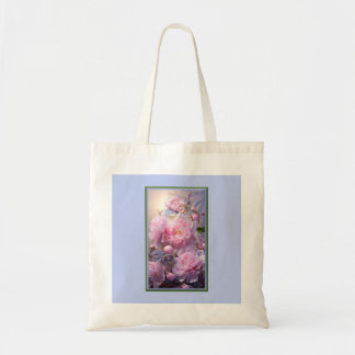 Rosa Pfingstrosenknospen und Blumen-Tragetasche Tragetasche