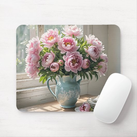 Rosa Pfingstrosenstrauß Mousepad (Mit Mouse)