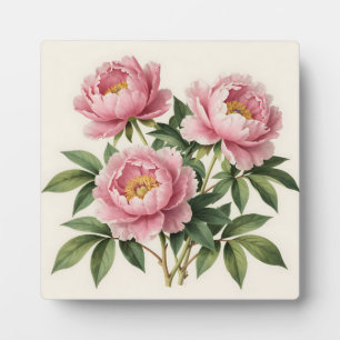 Rosa Pfingstrosenstrauß Vintage-Botanikillustratio Fotoplatte