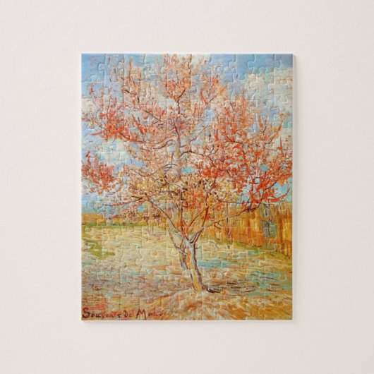Rosa Pfirsich-Baum Van Gogh im Blüten-Puzzlespiel Puzzle (Vertikal)