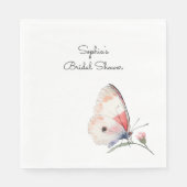 Rosa Pfirsich Blumen Schmetterling Brautparty Serviette (Vorderseite)