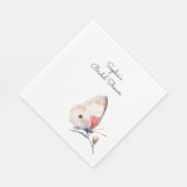 Rosa Pfirsich Blumen Schmetterling Brautparty Serviette (Ecke)