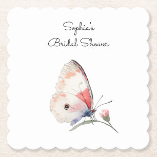 Rosa Pfirsich Blumen Schmetterling Brautparty Untersetzer
