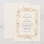 Rosa Pfirsich Blumen-Whimsy-Hochzeit Einladung (Vorne/Hinten)