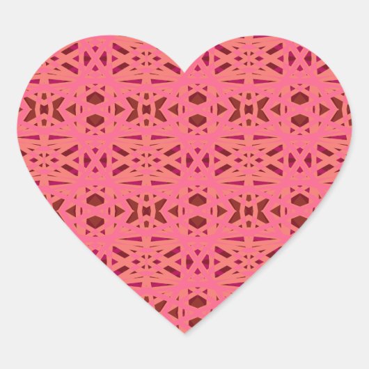 Rosa Pfirsich Braun Kunst-Déco Herz-Aufkleber (Vorderseite)