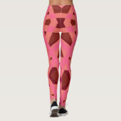 Rosa Pfirsich Braun Kunst-Déco Leggings (Rückseite)