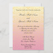 Rosa Pfirsich-Damast-kundenspezifische Einladung (Rückseite)