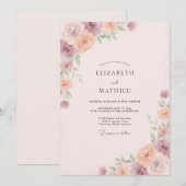 Rosa Pfirsich-Hochzeit Einladung (Vorne/Hinten)