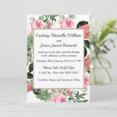 Rosa Pfirsich Magnolia Blumenzwiebeln Einladung (Stehend Vorderseite)