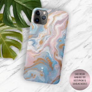 Rosa Pfirsich Pink Blau Gold Marmor Kunst Muster Case-Mate iPhone Hülle