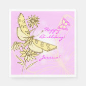 Rosa Pfirsich Schmetterling Serviette (Vorderseite)