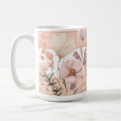 Rosa & Pfirsich schöne Wildblumen Monogramm  Kaffeetasse (Links)