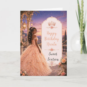 Rosa Pfirsich Sweet 16 Prinzessinnen Garten Karte