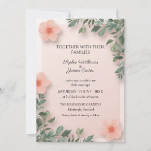 Rosa Pfirsich-Tropen-Blumen-Hochzeitseinladung Einladung