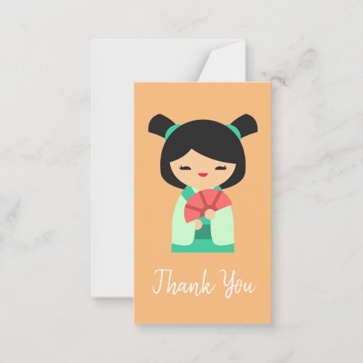 Rosa Pfirsich und Aqua Kokeshi japanische Puppen Mitteilungskarte (Vorderseite)