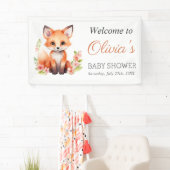 Rosa Pfirsich-Wald-Fuchs-Baby-Shower- Banner (Insitu)