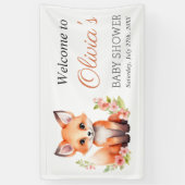 Rosa Pfirsich-Wald-Fuchs-Baby-Shower- Banner (Vertikal)