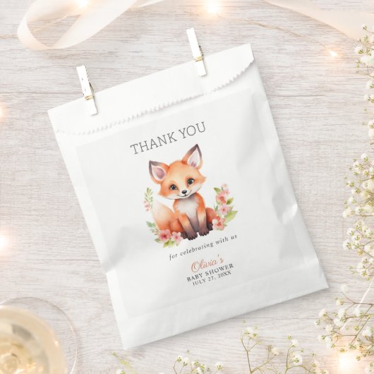 Rosa Pfirsich-Wald-Fuchs-Baby-Shower-Geschenktüte Geschenktütchen (Ausgeschnitten)