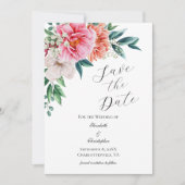 Rosa Pfirsich Weiße Blütenperle Hochzeit Save The Date (Vorderseite)