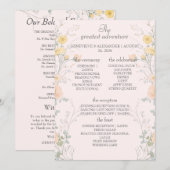 Rosa Pfirsich Wildblumen Gefaltete Hochzeitstischk Programm (Vorne/Hinten)